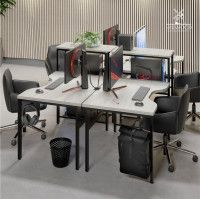 Стол Сплит с вырезом двухместный 254,6*80 (каркас черный) купить в Минске