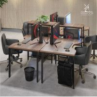 Стол Сплит с вырезом двухместный 254,6*80 (каркас черный) купить в Минске