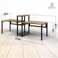 Стол Сплит с вырезом двухместный 254,6*80 (каркас черный) купить в Минске