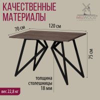 Стол Женева 120*70 18 мм (каркас черный) купить в Минске