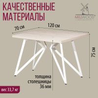 Стол Женева 120*70 36 мм (каркас белый) купить в Минске