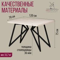 Стол Женева 120*70 36 мм (каркас черный) купить в Минске