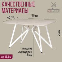 Стол Женева 130*80 18 мм (каркас белый) купить в Минске Стол Женева 130*80 18 мм (каркас белый) купить в Минске