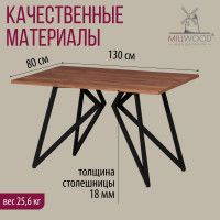 Стол Женева 130*80 18 мм (каркас черный) купить в Минске