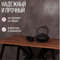 Стол Женева 130*80 18 мм (каркас черный) купить в Минске