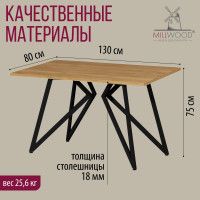 Стол Женева 130*80 18 мм (каркас черный) купить в Минске