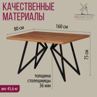 Стол Женева 160*80 36 мм (каркас черный) купить в Минске Стол Женева 160*80 36 мм (каркас черный) купить в Минске