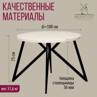 Стол Женева d100 36 мм (каркас черный) купить в Минске