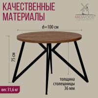 Стол Женева d100 36 мм (каркас черный) купить в Минске