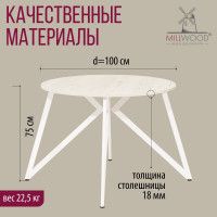 Стол Женева d100 18 мм (каркас белый) купить в Минске