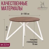 Стол Женева d100 18 мм (каркас белый) купить в Минске