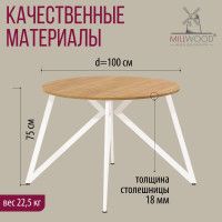 Стол Женева d100 18 мм (каркас белый) купить в Минске