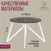 Стол Женева d100 18 мм (каркас белый) купить в Минске