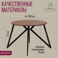 Стол Женева d100 18 мм (каркас черный) купить в Минске