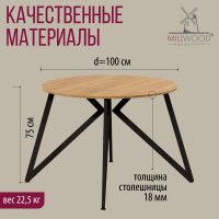 Стол Женева d100 18 мм (каркас черный) купить в Минске