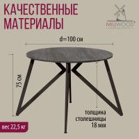 Стол Женева d100 18 мм (каркас черный) купить в Минске