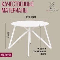 Стол Женева d110 18 мм (каркас белый) купить в Минске