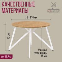 Стол Женева d110 18 мм (каркас белый) купить в Минске