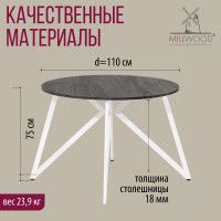 Стол Женева d110 18 мм (каркас белый) купить в Минске