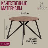 Стол Женева d110 18 мм (каркас черный) купить в Минске