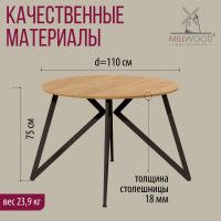 Стол Женева d110 18 мм (каркас черный) купить в Минске