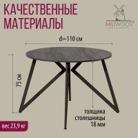 Стол Женева d110 18 мм (каркас черный) купить в Минске