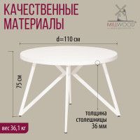 Стол Женева d110 36 мм (каркас белый) купить в Минске