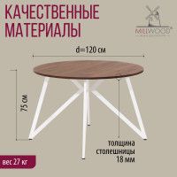 Стол Женева d120 18 мм (каркас белый) купить в Минске