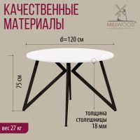 Стол Женева d120 18 мм (каркас черный) купить в Минске