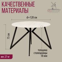 Стол Женева d120 18 мм (каркас черный) купить в Минске