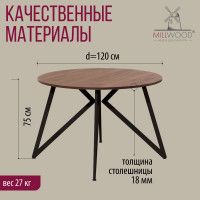 Стол Женева d120 18 мм (каркас черный) купить в Минске