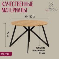 Стол Женева d120 18 мм (каркас черный) купить в Минске