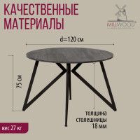 Стол Женева d120 18 мм (каркас черный) купить в Минске