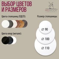 Стол Женева d90 36 мм (каркас черный) купить в Минске