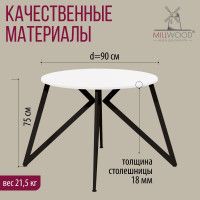 Стол Женева d90 18 мм (каркас черный) купить в Минске