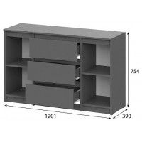 Комод NN мебель Денвер графит серый (3 ящика, 2 дверцы) купить в Минске