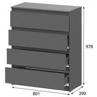 Комод NN мебель Денвер графит серый (4 ящика) купить в Минске