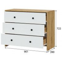 Комод NN мебель Дольче дуб золотой/белый (3 ящика) купить в Минске