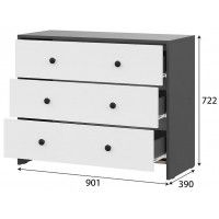Комод NN мебель Дольче графит/белый (3 ящика) купить в Минске