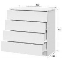 Комод NN мебель КМ 1 белый текстурный (4 ящика) купить в Минске