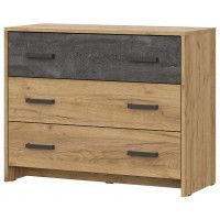 Комод NN мебель МСП 1 дуб золотой/камень темный (3 ящика) серия 2