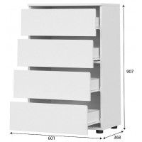 Комод NN мебель Токио белый текстурный (4 ящика) купить в Минске