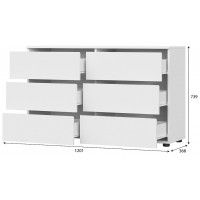 Комод NN мебель Токио белый текстурный (6 ящиков) купить в Минске