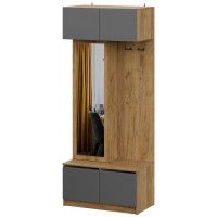 Шкаф NN Мебель Авиньон дуб крафт золотой/графит серый, с зеркалом