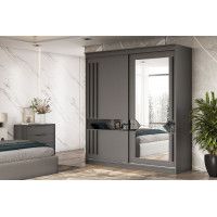 Шкаф-купе NN Мебель К №25 (2,0 м) Блэк ЛАЙТ графит серый / лакобель / черный матовый купить в Минске