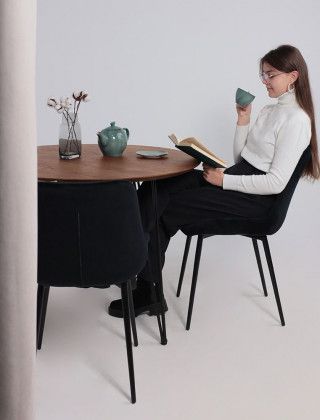 Стол обеденный Демавенд d100*74 дуб натуральный/черный купить в Минске