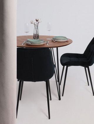 Стол обеденный Демавенд d100*74 дуб натуральный/черный купить в Минске