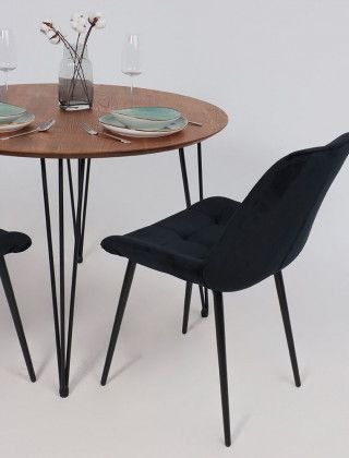 Стол обеденный Демавенд d100*74 дуб натуральный/черный купить в Минске