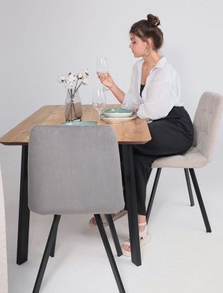 Стол МАЙОН, 130*80*74 дуб натуральный/черный купить в Минске