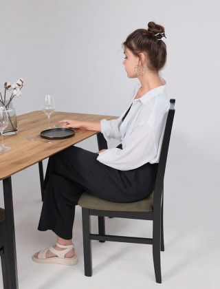 Стол МАЙОН, 130*80*74 дуб натуральный/черный купить в Минске